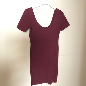 Burgundy Bodycon Dress with Embossed Details